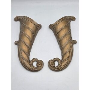 2 Syroco Home Interior Scroll Wall Pocket Planter MCM Decor 70's Gold